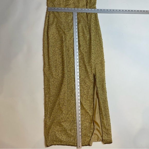 HOST PICK 🌟 Vintage 1960s Laurence Kazar Yellow Silk Beaded Floor-Length Gown 🌟 - Picture 9 of 16